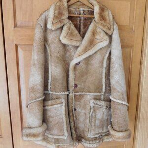 Gino Leather Mens Sheepskin Wool Shearling Coat Size 46